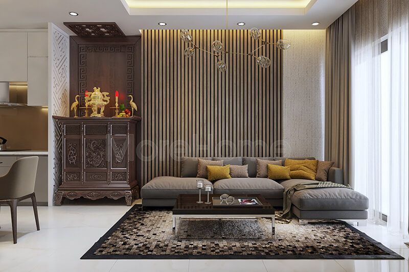 Tủ thờ nhỏ gọn sẽ giúp bạn tiết kiệm diện tích trong căn hộ chung cư của gia đình.